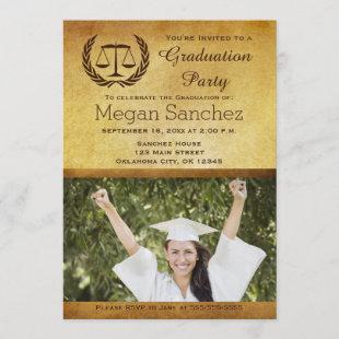 Classic Scales of Justice Law School Graduation Invitation
