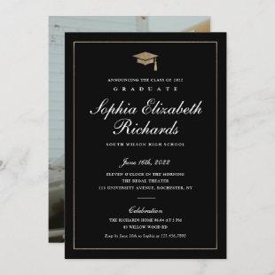 Classic Script Gold Photo Graduation Invitation