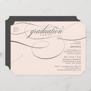 Classic Script Soft Pink Graduation Party Invitation