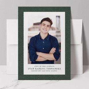 Classic tweed frame simple green photo graduation announcement