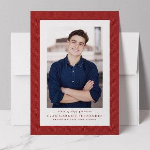 Classic tweed frame simple red photo graduation announcement