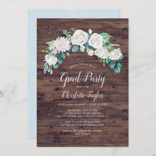 Classic White Flowers | Rustic Graduation Party Invitation