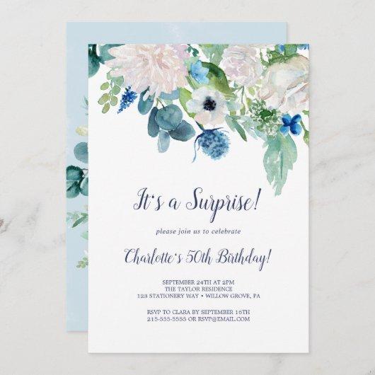 Classic White Flowers Surprise Party Invitation
