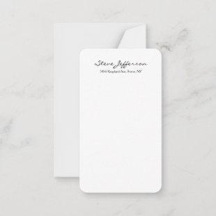 Classical Stylish Elegant Script Plain Black White Note Card
