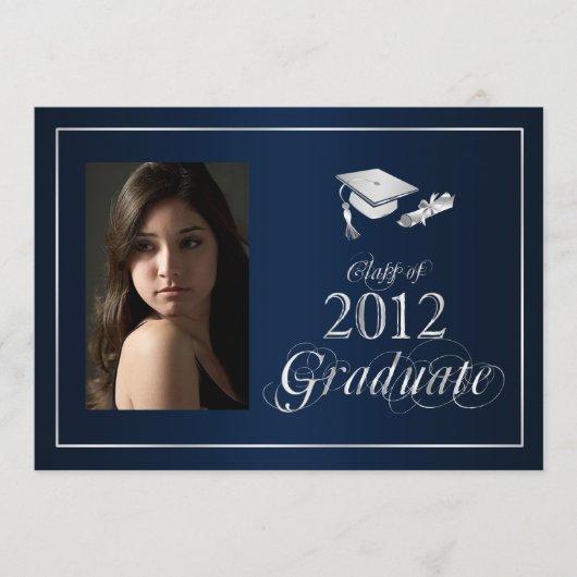 Classy Blue and Silver 2012 Graduate Photo Invite