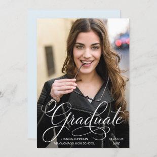 Classy Chic Elegant Script PHOTO Graduation Party Invitation