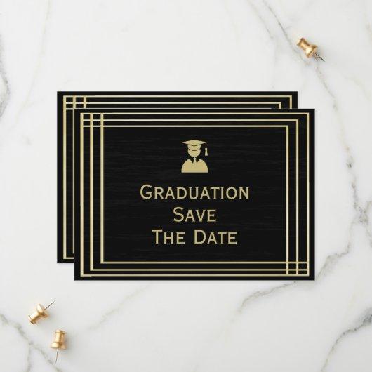 Classy Gold & Black Graduation Party Save The Date