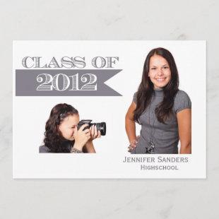 Classy Graduation Announcement with Grey Banner