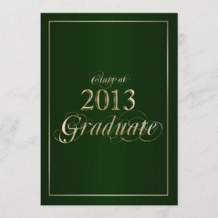 Classy Green and Gold 2013 Graduate Invitation