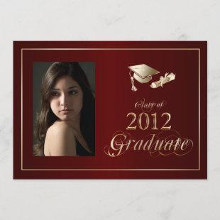 Classy Maroon and Gold 2012 Graduate Photo Invite