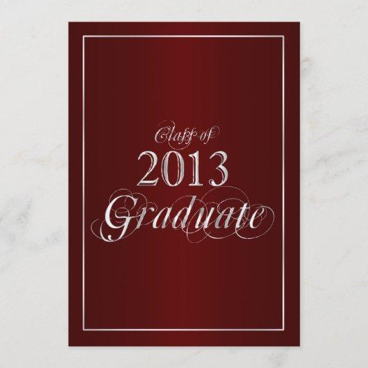 Classy Maroon and Silver 2013 Graduate Invitation