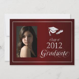 Classy Maroon & Silver 2012 Graduate Photo Invite