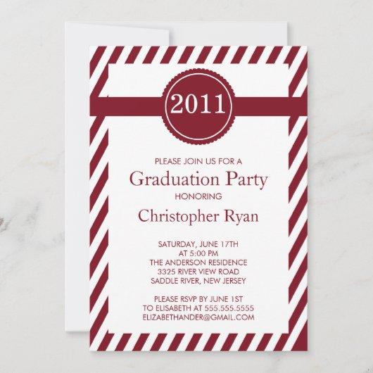 Classy Maroon Stripes Graduation Invitation