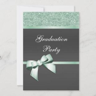Classy Mint Green & Black Graduation Party      Invitation