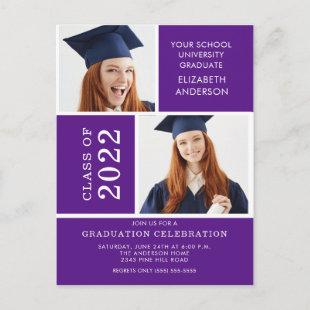 Classy Purple & white Photo Graduation Postcard
