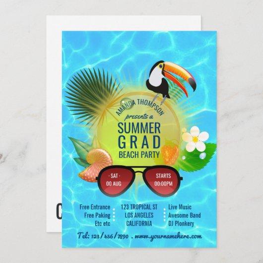 Club Summer Beach Party custom invitation