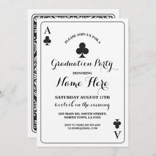 Clubs Playing Card Vegas Graduation Party Invite