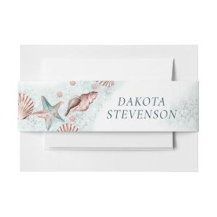 Coastal Chic | Teal Green Coral Reef Party Invitation Belly Band