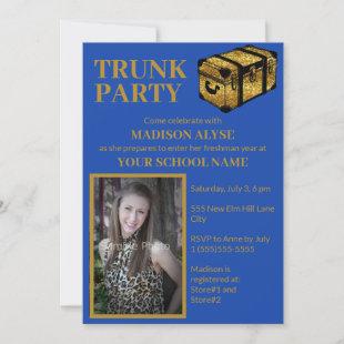 Cobalt Blue Trunk College Dorm Party Photo Invitation