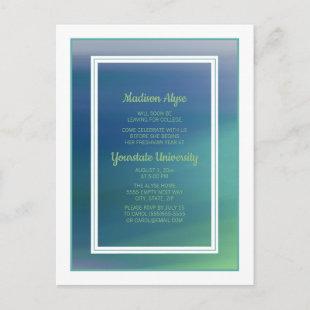 College Dorm Trunk Party Teal Blue Ombre' Invitation Postcard