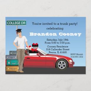 College Graduation Trunk Party Going Away Brunette Invitation