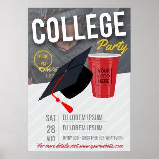 College Party announcement add logo and photo Poster