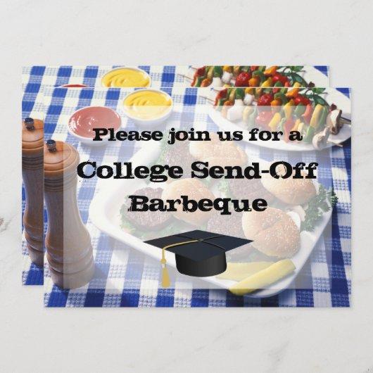 College Send-off BBQ Burgers on Table Personalized Invitation