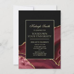 College Trunk Party Elegant Burgundy Black Gold Invitation