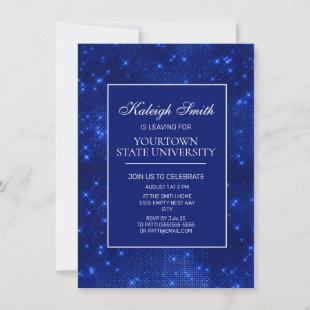 College Trunk Party Elegant Sparkle Navy Blue  Inv Invitation