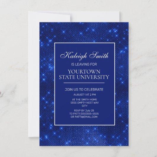 College Trunk Party Elegant Sparkle Navy Blue  Inv Invitation