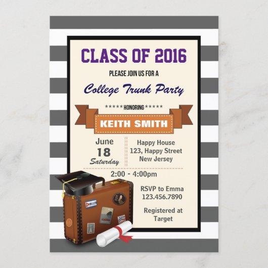 College Trunk Party Invitation. Graduation Party Invitation