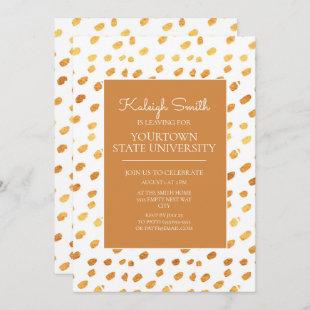 College Trunk Party Modern Gold and White Invitation