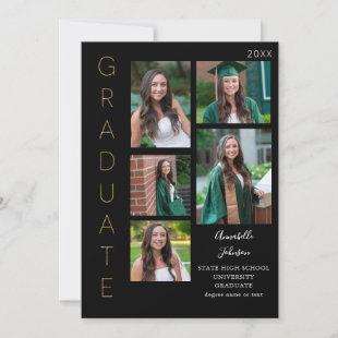 Color Glow - Gold & Black Graduate 6 Multi Photo Invitation