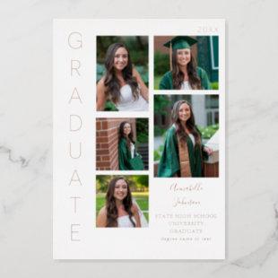 Color Glow - White Graduate 6 Multi Photo Foil Invitation