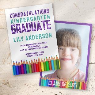 Color Pencils Kindergarten Photo Graduation  Announcement