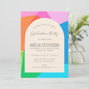 Colorful Abstract Cute Fun Photo Graduation Party Invitation