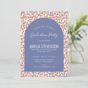 Colorful Abstract Dots Graduation Party Photo Invitation