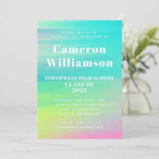 Colorful Abstract Watercolor Graduation Party Invitation