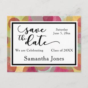 Colorful Bubbles Design: Graduation Save the Date Postcard