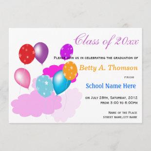 Colorful clouds and balloons kindergarten invitation