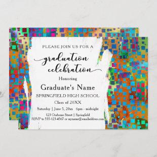 Colorful Confetti & Brushstrokes Graduation Party Invitation