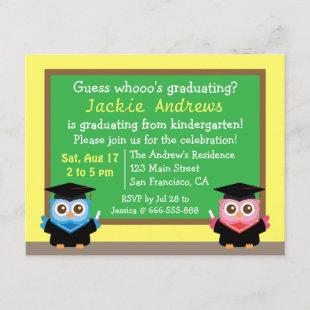 Colorful, Cute Owl Graduation, for Kids Invitation