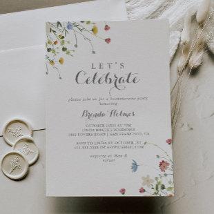 Colorful Dainty Wild Flowers Let's Celebrate Party Invitation