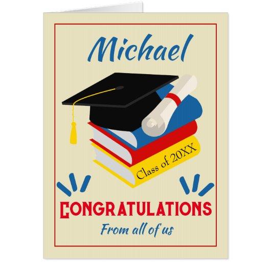 Colorful Graduation Congratulation Cap Scroll Big Card