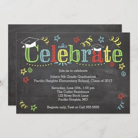 Colorful Graduation Invitaiton, Chalkboard Invitation