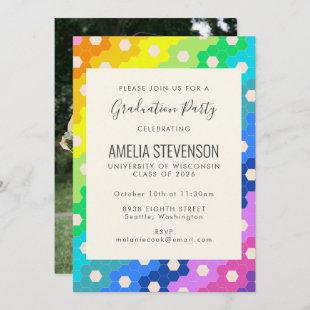 Colorful Modern Geometric Photo Graduation Party Invitation