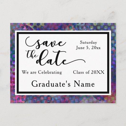 Colorful Modern Graphic Graduation Save the Date Postcard