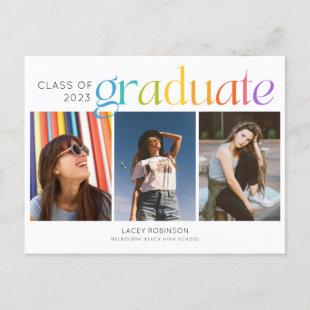Colorful Photo Girl Graduation Party Invitation Postcard