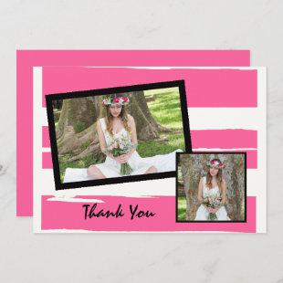 Colorful Pink and White Watercolor Photo Invitation