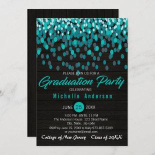Colorful Teal Confetti Graduation Invitation